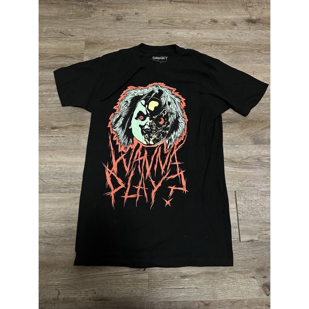 Seed Of Chucky Childs Play Movie Black Graphic Wanna Play?‎ T-Shirt Size M